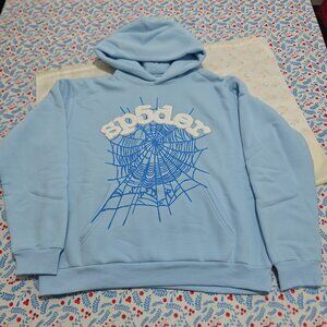 Sp5der Light Blue Hooded Sweatshirt